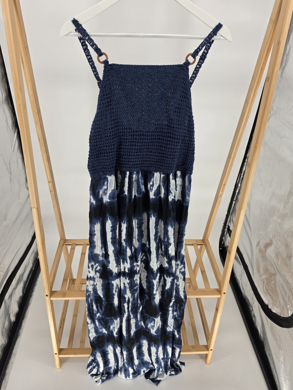 Xhilaration Crochet Tie-dye Navy Maxi Summer Dress XL See Size Chart